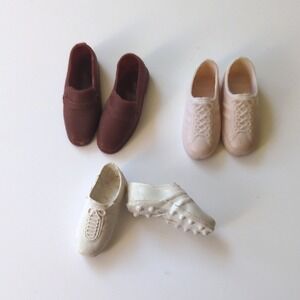 Vintage Mattel Barbie Ken Shoes - White Sneakers, Squishy Brown Loafers, Cleats